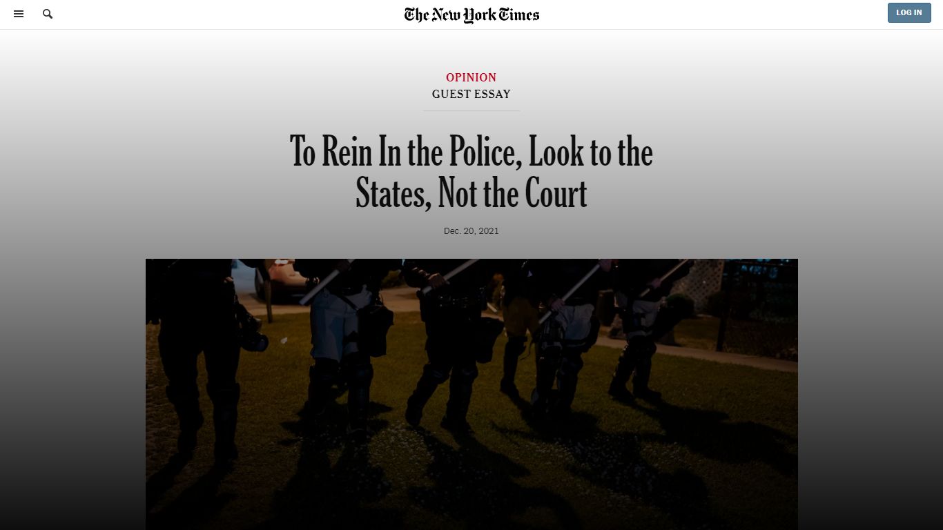 To Rein In the Police, Look to the States, Not the Court