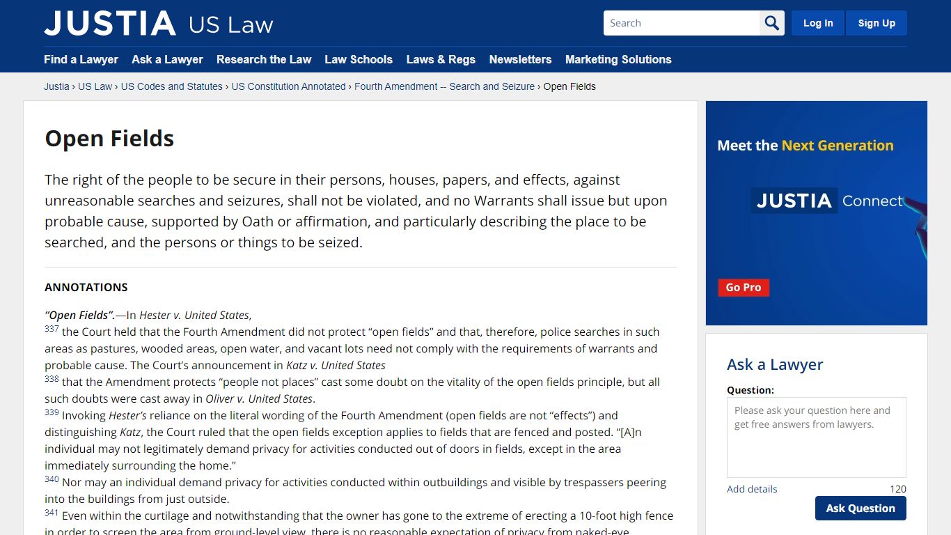 Open Fields :: Fourth Amendment -- Search and Seizure :: US ...